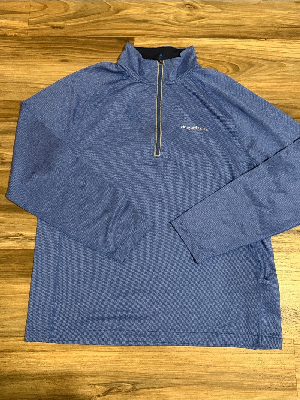 Vineyard Vines Performance Mens Sz. L Blue Faux Denim Quarter Zip Pullover Shirt